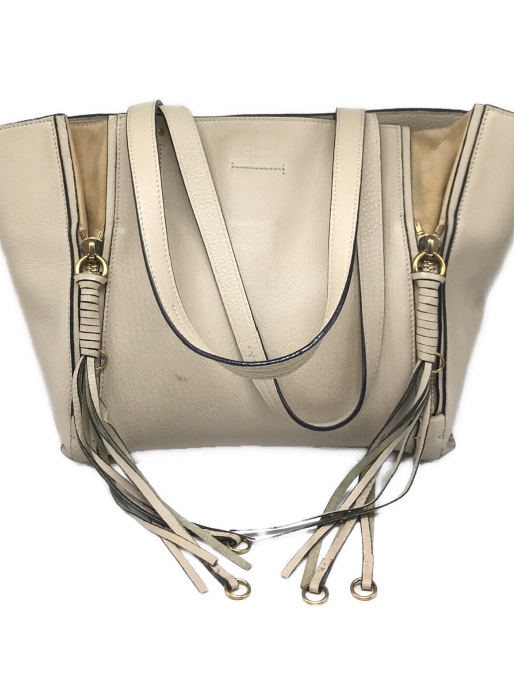 Chloe Cream Leather Tote With Tassel Details And Wallet Duo!